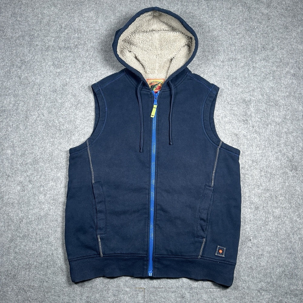 Tommy Bahama Hoodie Vest Men's Size Small Blue Full‎ Zip Fur Lined Sleeveless